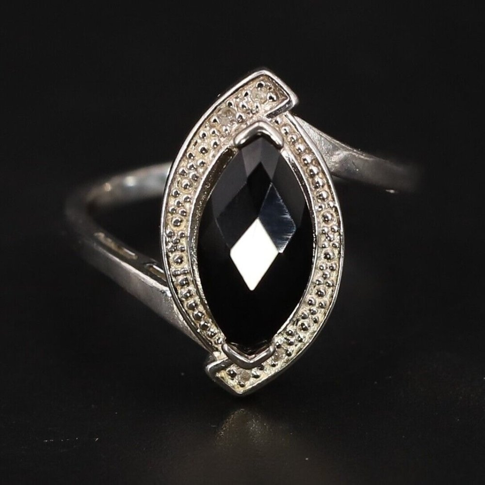 Sterling Silver Diamond and Black CZ DESIGNER Ring